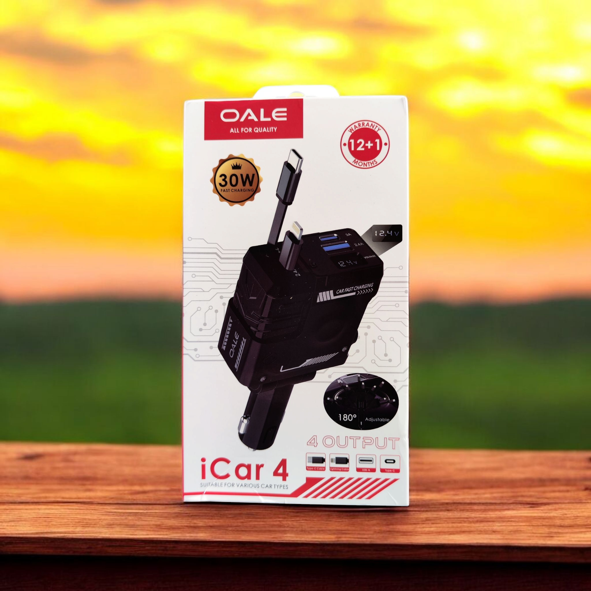 شارژر فندکی سیم جمع شو OALE مدل ICAR4