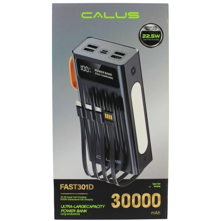 پاوربانک CALUS مدل Fast301D ظرفیت ۳۰ هزار میلی آمپر ساعت